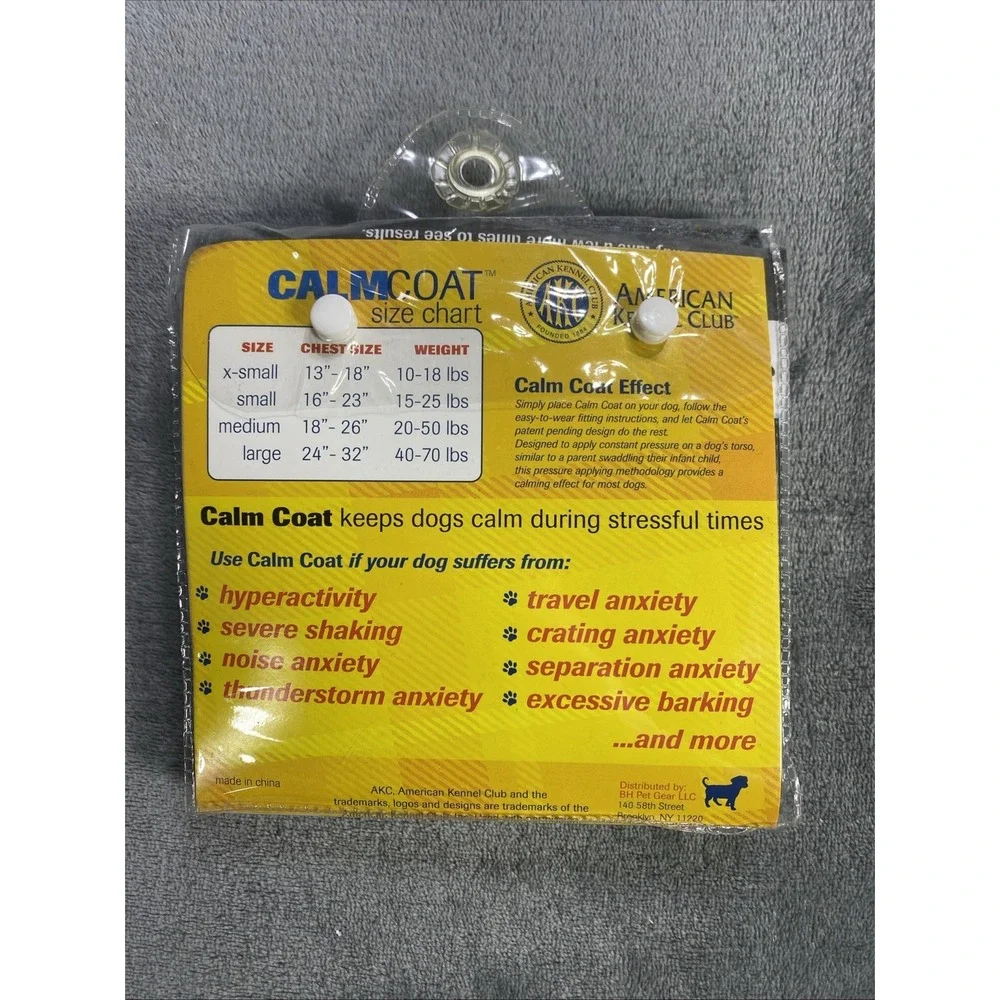 AKC Calming Coat Dogs Anti-Anxiety‎ Travel Barking Washable Safe Small Grey NEW